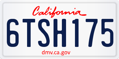 CA license plate 6TSH175