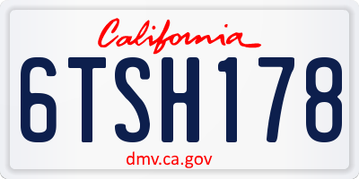 CA license plate 6TSH178