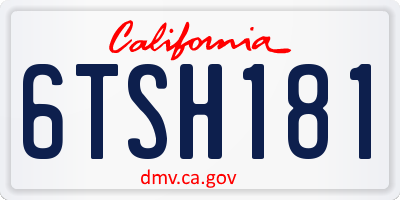CA license plate 6TSH181