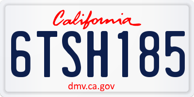 CA license plate 6TSH185
