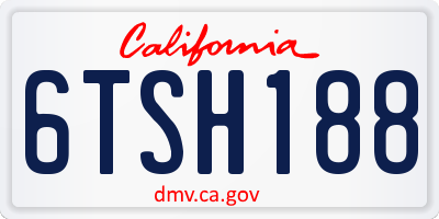 CA license plate 6TSH188