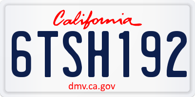 CA license plate 6TSH192