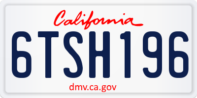 CA license plate 6TSH196