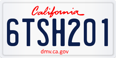 CA license plate 6TSH201