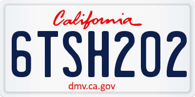 CA license plate 6TSH202