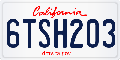 CA license plate 6TSH203