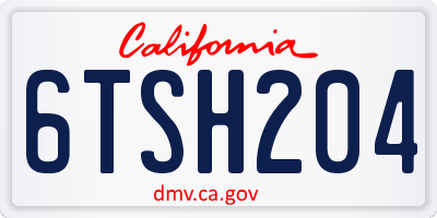 CA license plate 6TSH204