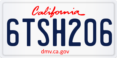 CA license plate 6TSH206