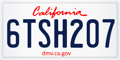 CA license plate 6TSH207