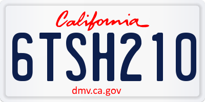 CA license plate 6TSH210