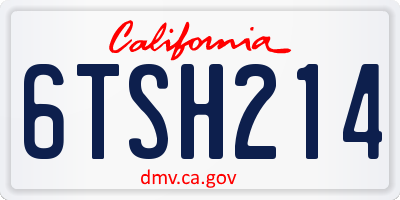 CA license plate 6TSH214