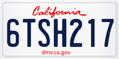 CA license plate 6TSH217