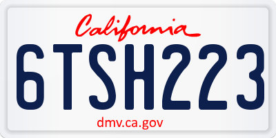 CA license plate 6TSH223