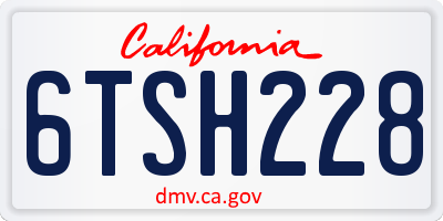 CA license plate 6TSH228