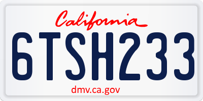 CA license plate 6TSH233