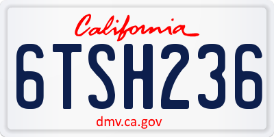 CA license plate 6TSH236