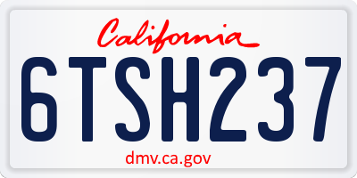 CA license plate 6TSH237