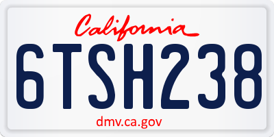 CA license plate 6TSH238