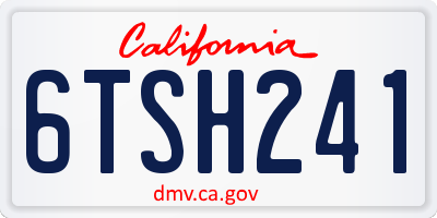 CA license plate 6TSH241