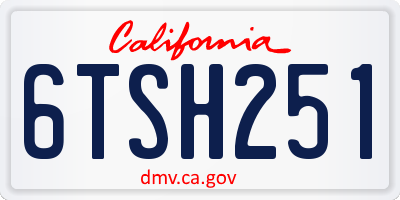 CA license plate 6TSH251