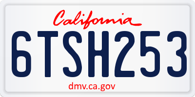 CA license plate 6TSH253