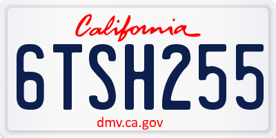 CA license plate 6TSH255