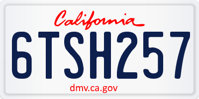 CA license plate 6TSH257