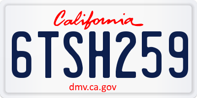 CA license plate 6TSH259
