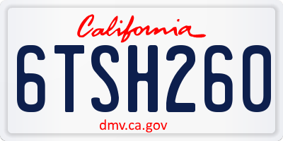 CA license plate 6TSH260