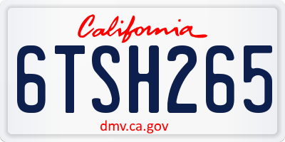 CA license plate 6TSH265