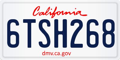 CA license plate 6TSH268