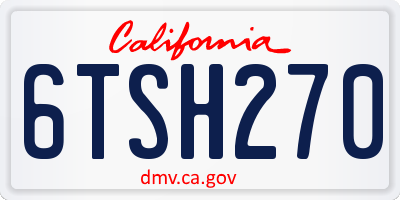 CA license plate 6TSH270
