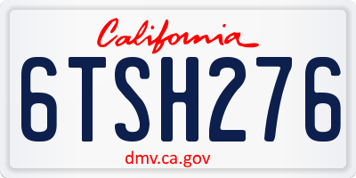 CA license plate 6TSH276