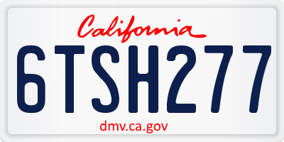 CA license plate 6TSH277
