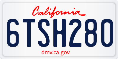 CA license plate 6TSH280