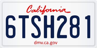 CA license plate 6TSH281