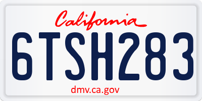 CA license plate 6TSH283