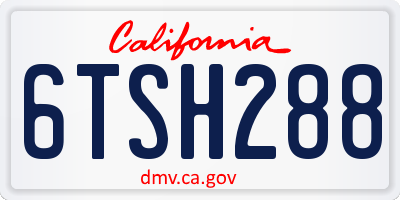 CA license plate 6TSH288