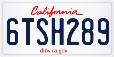 CA license plate 6TSH289