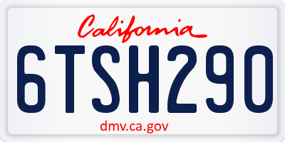 CA license plate 6TSH290