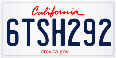 CA license plate 6TSH292