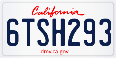 CA license plate 6TSH293