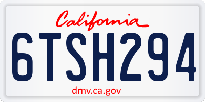 CA license plate 6TSH294