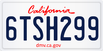 CA license plate 6TSH299