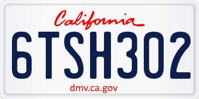 CA license plate 6TSH302