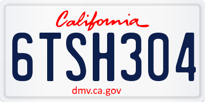 CA license plate 6TSH304