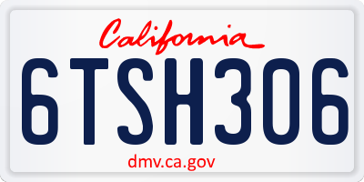 CA license plate 6TSH306