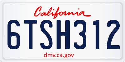 CA license plate 6TSH312
