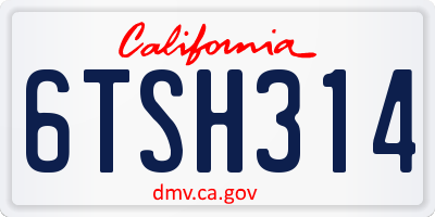 CA license plate 6TSH314