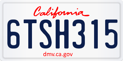 CA license plate 6TSH315